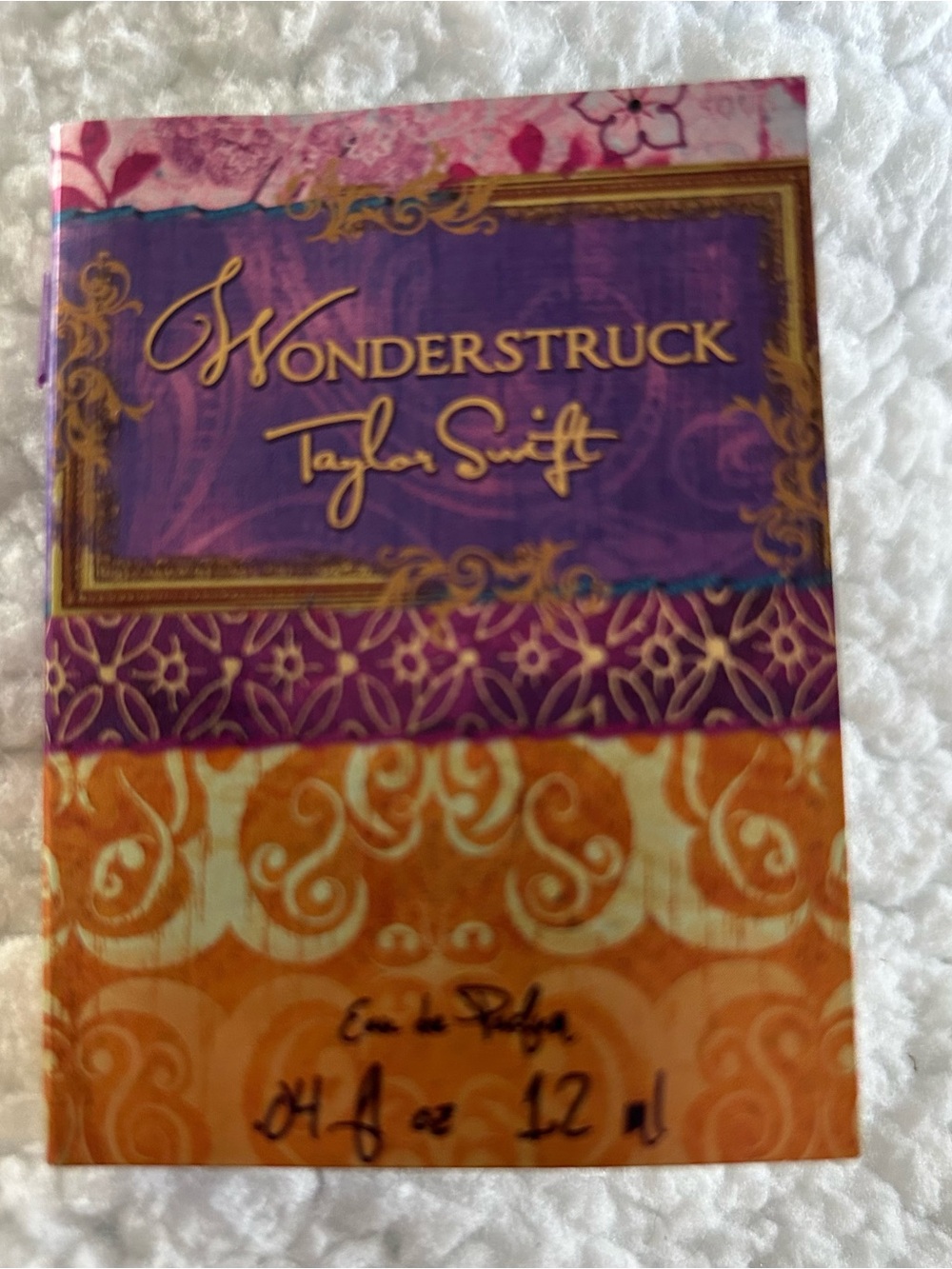 Taylor Swift Wonderstruck Sample Card — Purple & Gold Accents